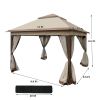 Outdoor 11x 11Ft Pop Up Gazebo Canopy With Removable Zipper Netting; 2-Tier Soft Top Event Tent; Suitable For Patio Backyard Garden Camping Area; Coff